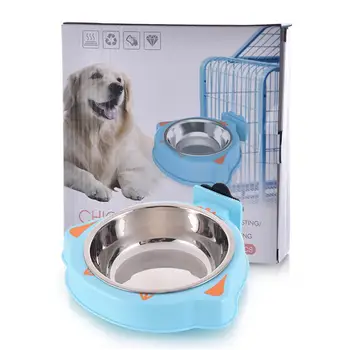 

Pet Hanging Bowl Stainless Steel Cat Dog Feeder Can Hang Stationary Pets Cage Single Bowls Puppy Kitten Water Food Dishes