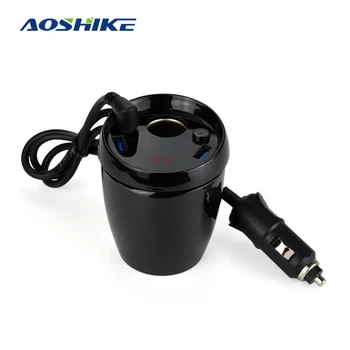

Aoshike QC3.0 4.8A Car charger Cup Cigarette Lighter Sockets Car Charger Power Adapter 2 USB Ports Intelligent For LCD Display