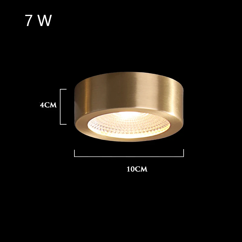 10cmx4cm 7w Современный медный потолочный светильник ing круглый светодиодный потолочный светильник для помещений, гостиной, спальни, отеля, лофт потолочный светильник для кухни - Цвет корпуса: 10cmx4cm 7w