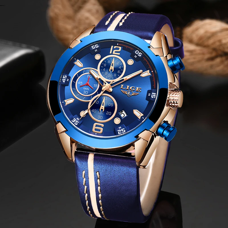 2019 LIGE Mens Watches Top Brand Luxury Sports Quartz Men Watch Waterproof Chronograph Wristwatch Date Clock Relogio Masculino