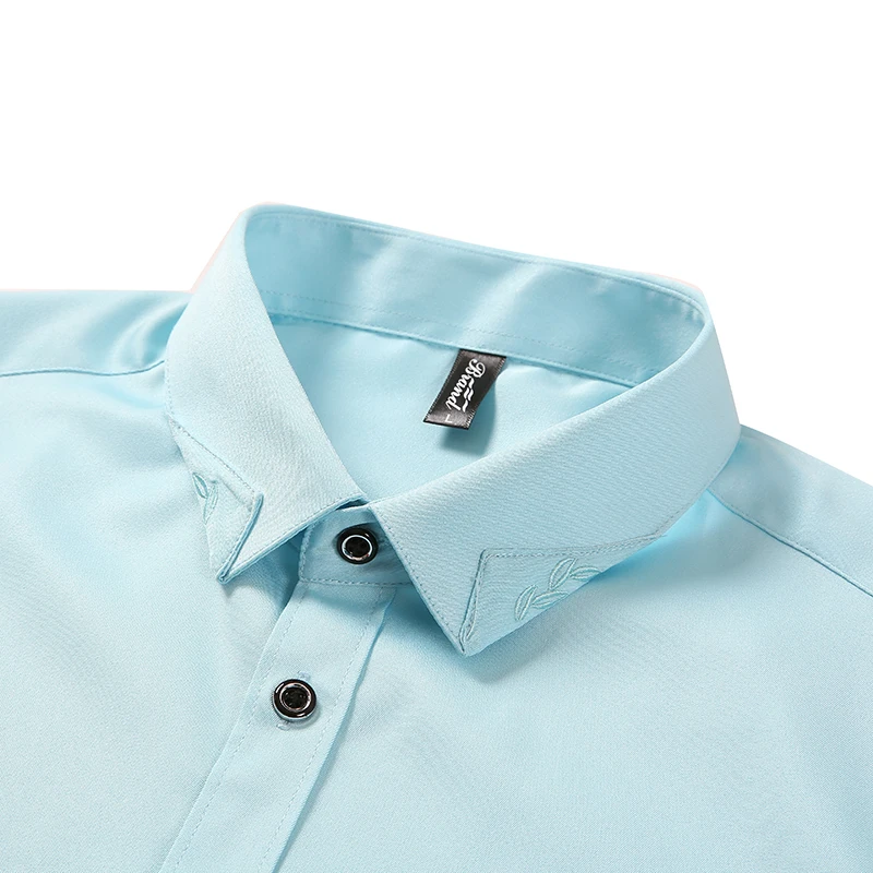 Anti-wrinkle and non-iron Blusa Camisa Social Masculina Dudalina Long Sleeve Slim Fit Shirt Men Floral clothing White Male