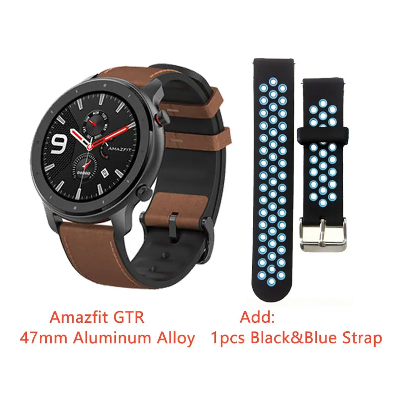 Глобальная версия Amazfit GTR 47 мм Смарт часы Бег Плавание Спорт Здоровье сердечного ритма Smartwatch 24 дня батарея gps - Цвет: Alloy Add BlackBlue