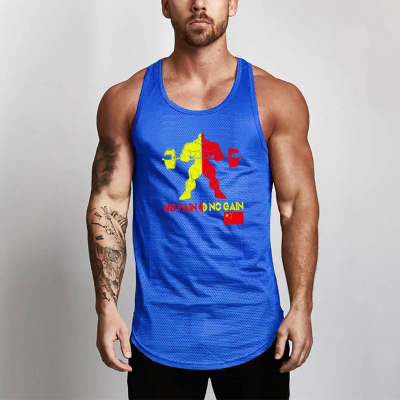 Модные сетчатые мужские танк Топ для занятий йогой тренажерный зал Tanktops жилет Стрингер Фитнес бренд тренировки Повседневное синглеты без рукавов бодибилдинг