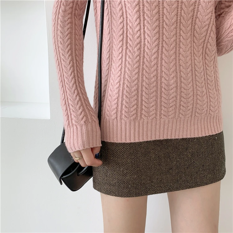 Knitted Sweater Woman Pullover Solid Color Candy Colors Basic Long Sleeves O-neck Jumpers
