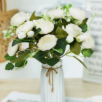 

White Real Touch Rose Artificial Silk Flowers Flowers Decorative Flowers Home Or Christmas Party Decoration Wedding Decor