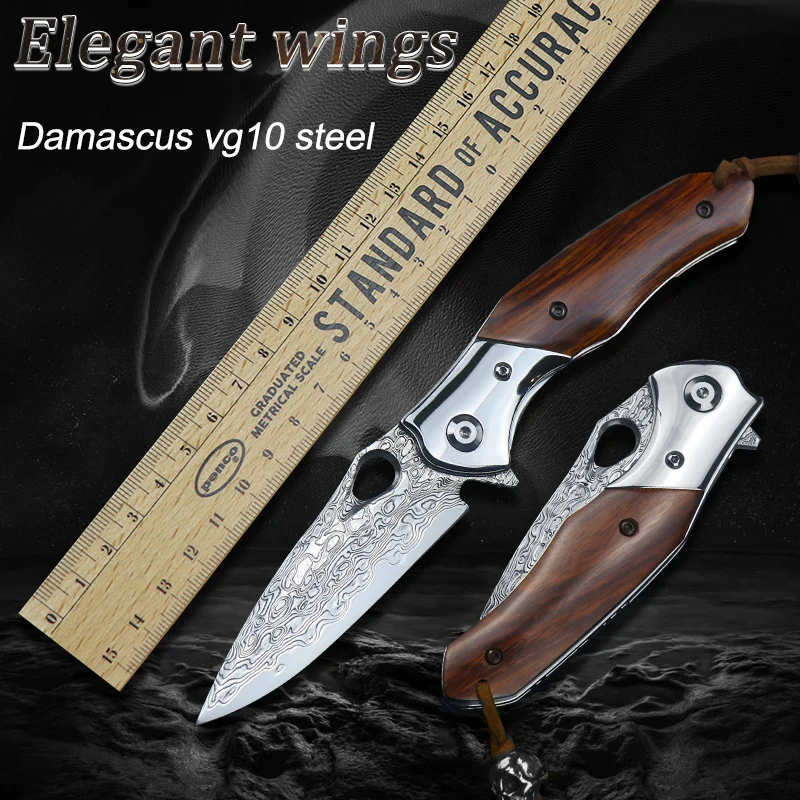 

Damascus steel VG10 steel Camping Knives Outdoor Tools Tactical Knives Pocket Camping Hunting Hunting Camping Folding Knife