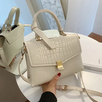 

Crocodile pattern Small Tote bag 2020 Vintage New High quality PU Leather Women's Designer Handbag Chain Shoulder Messenger Bag