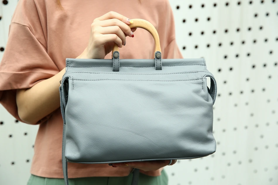 Дизайн, женская сумка из натуральной кожи, деловой портфель, женская сумка через плечо, ol, сумки с деревянной ручкой