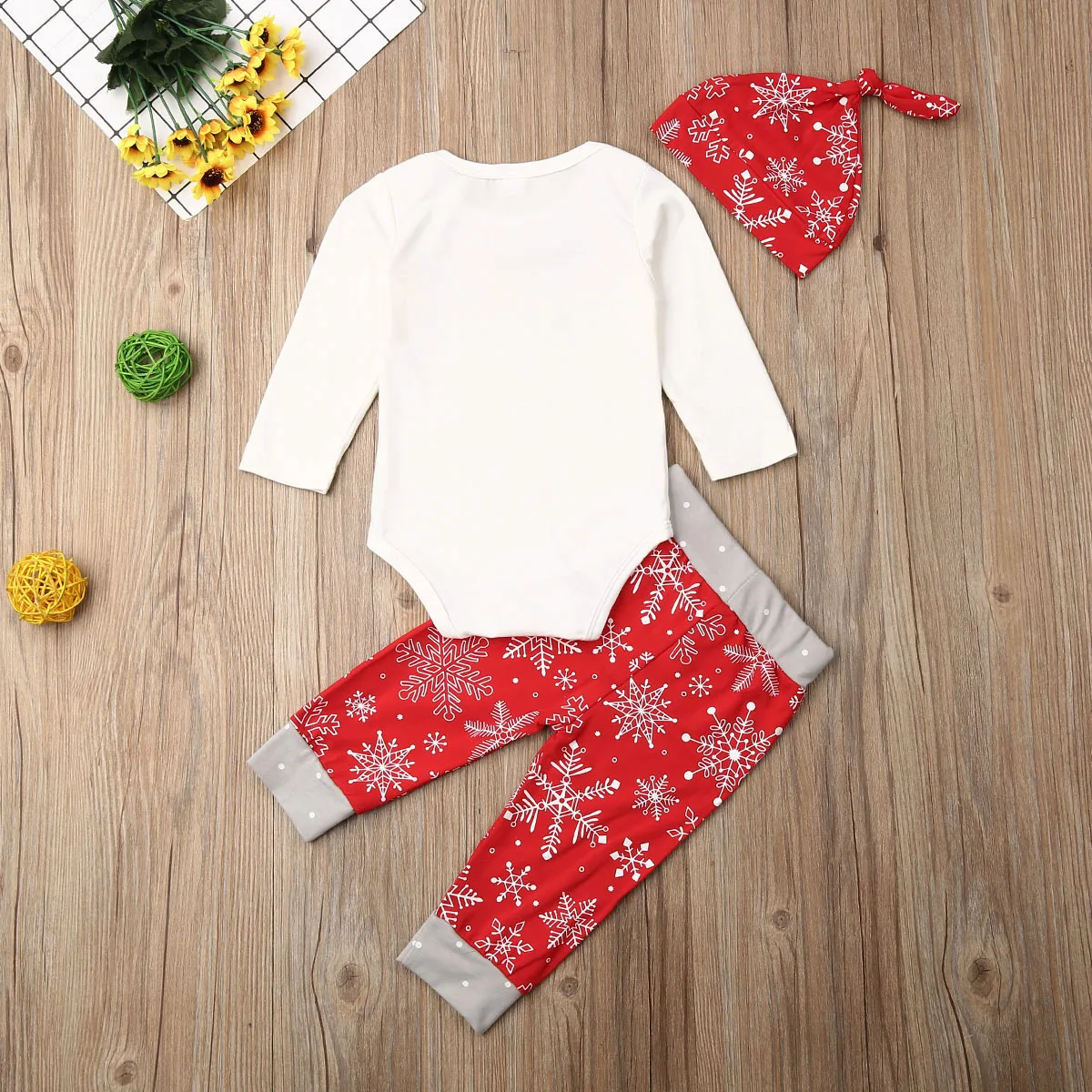 Pudcoco/Одежда для новорожденных мальчиков и девочек Рождественский комбинезон с длинными рукавами и принтом «My 1st», топы, длинные штаны, шапка, комплект одежды из 3 предметов