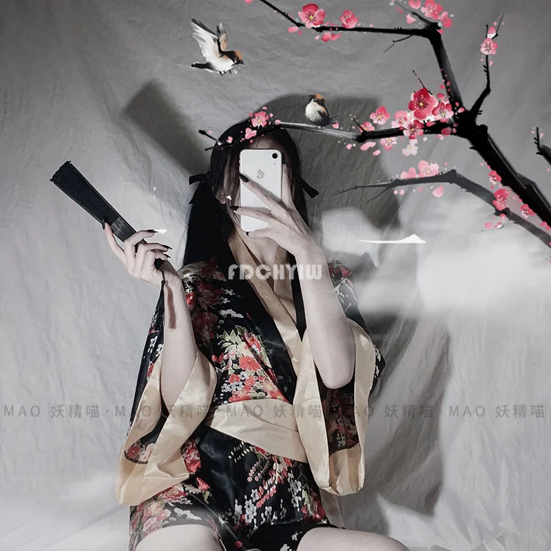 Cosplay&ware Japanese Kimono Sexy Lingerie Cosplay Outfit For Women Traditional Style Robe Yukata Costumes Pajamas Soft Silk Belt 3pcs Set -Zentai shop online H3af86d7c1997419c9e48c960d9d0b7a5Z.jpg