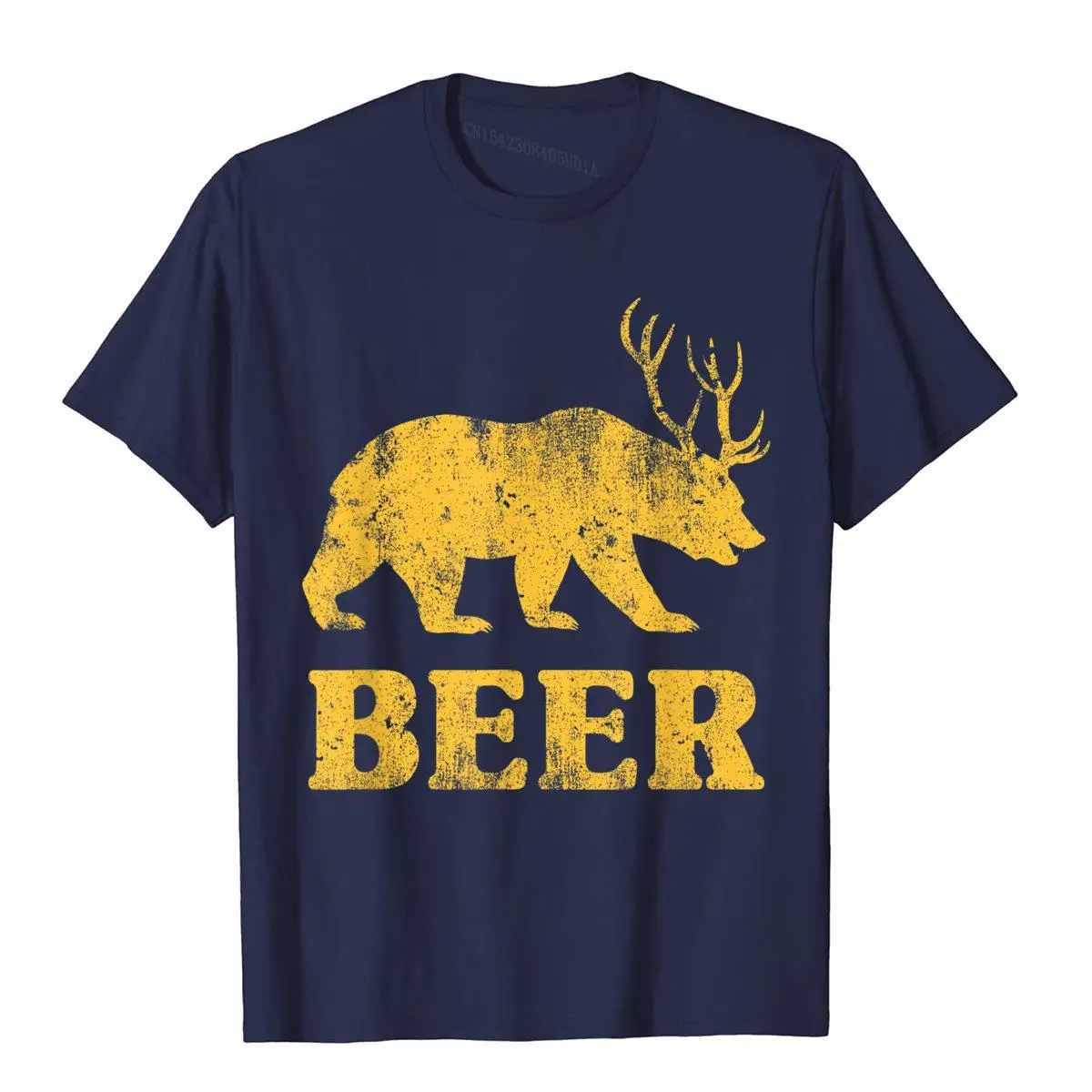 Bear Deer Beer Funny T-Shirt__A10870navy