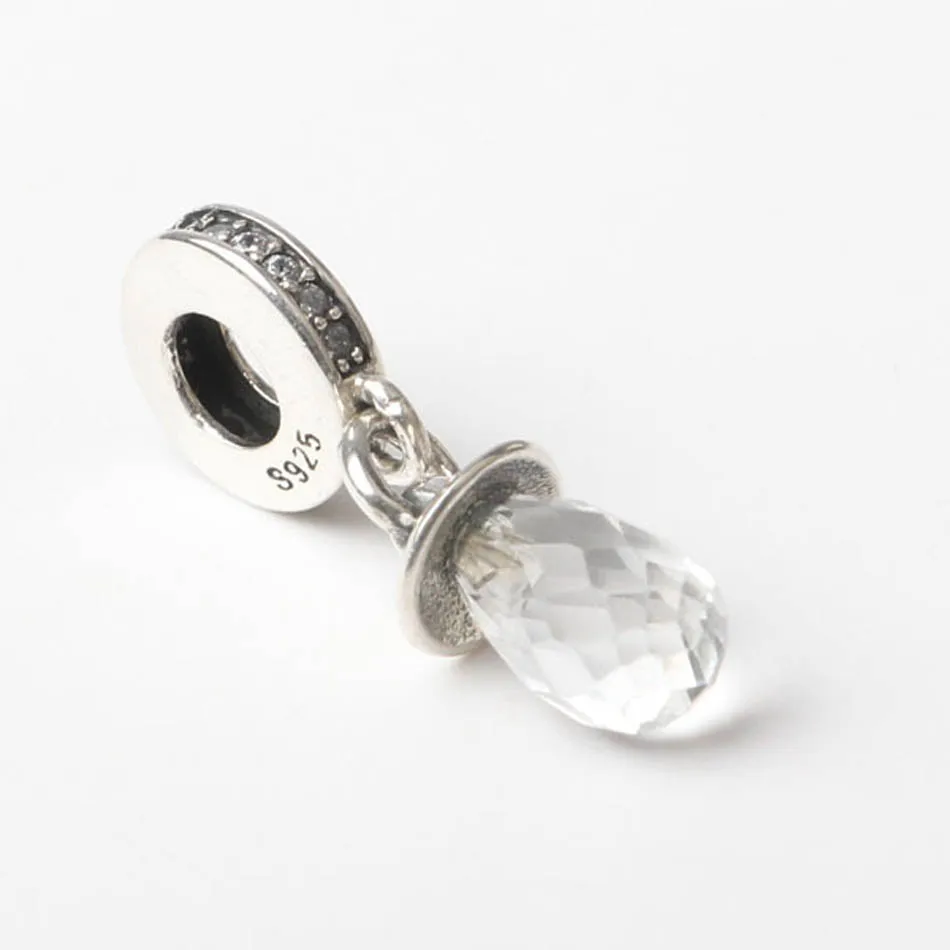925 пробы серебряный кулон DIY Ювелирные изделия соска болтается Шарм fit Pandora браслет подарок для девочки прозрачный CZ