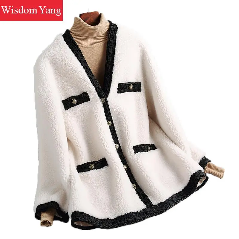 

Autumn Cashmere Fur Coat Fleece Jacket Women Winter Fleece Sheep Shearing Wool Long Coat Woman Female Fluffy Outerwear Overcoat