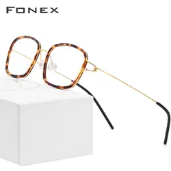 Титан сплав Оптический очки рамки для мужчин ацетат близорукость Дания Сверхлегкий рецепт очки 2018 женщин безвинтовое