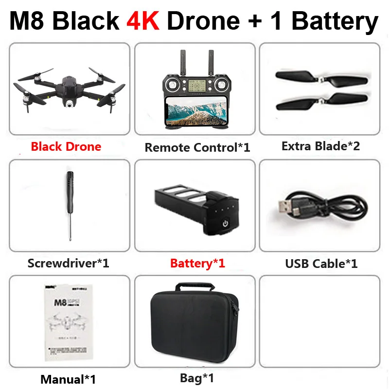 M8 5G gps WiFi FPV RC Дрон с 4K HD камерой оптический поток широкий угол складной Профессиональный вертолет Квадрокоптер детские игрушки F11 - Цвет: M8 Black 1B
