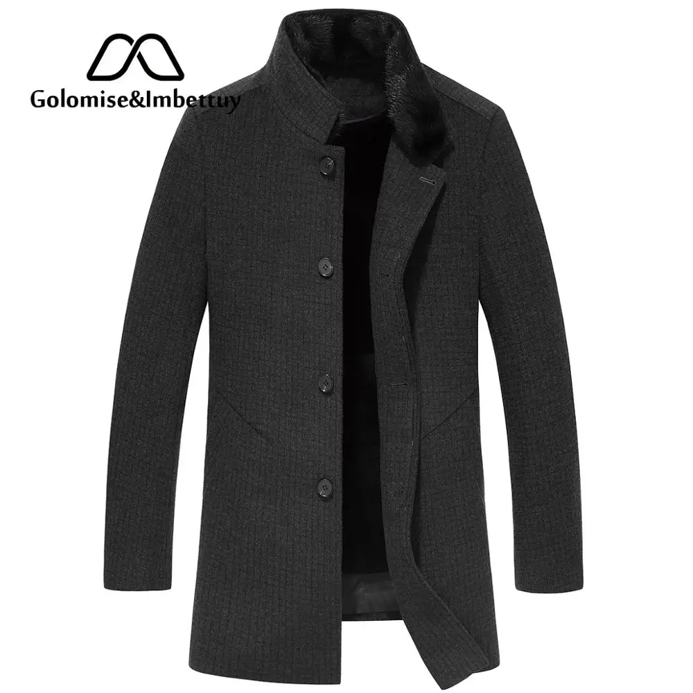 

Golomise&Imbettuy Men Fleece Nick Jacket with Real/Genuine Natural Rabbit Fur Lining Shearling Jacket/Coat Mink Fur Collar