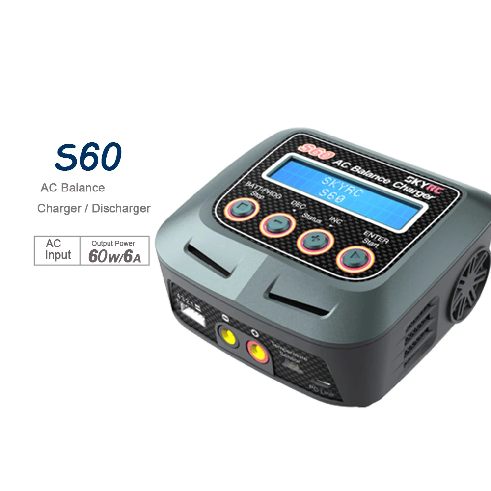 

60W 6A RC AC Balance Charger Discharger Original SkyRC S60 AC Input High-performance Micro Processor Control