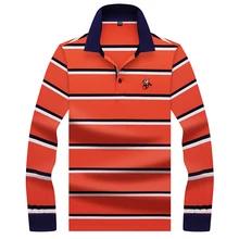 Новинка, Топы И Футболки с длинным рукавом, рубашка поло для мужчин, хлопок, дышащая, в полоску, 3D вышивка, мужская рубашка поло, Homme, зима, весна