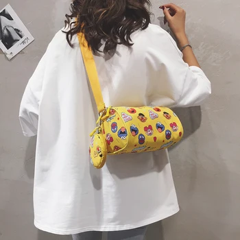 

Canvas bag female bag new 2020 cartoon print individual character cloth bag casual versatile with a cross-body bag fashion