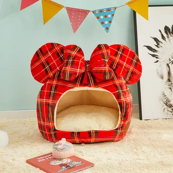 

Mickey head shape Bed for Small Cat Dog Cave Bed With Removable Cushion,Waterproof Bottom