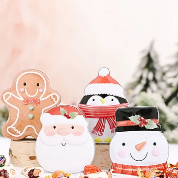 

4Pcs Christmas Tinplate Candy Boxes Practical Gift Containers for Candy