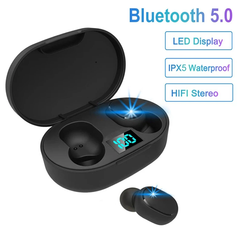E6S TWS Bluetooth 5 0 наушники для Redmi Airdots беспроводные со светодиодным дисплеем