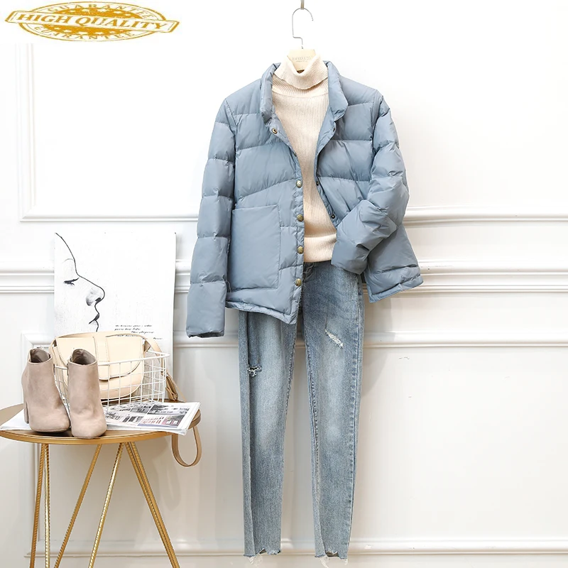 

Short Ultra Light Down Jacket Women Autumn Winter White Duck Down Coat Puffer Jackets Daunenjacken Damen SM1902 KJ3615
