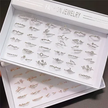 

36 Pcs/lot fashion women alloy gold silver plated ring hot sale cheap jewelry ring wholesale