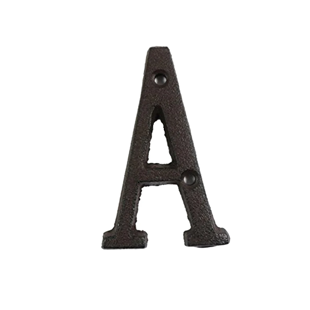 Newly Metal Letters Numbers Cast Iron Decoration House Sign Doorplate DIY Cafe Wall CLA88 - Color: A