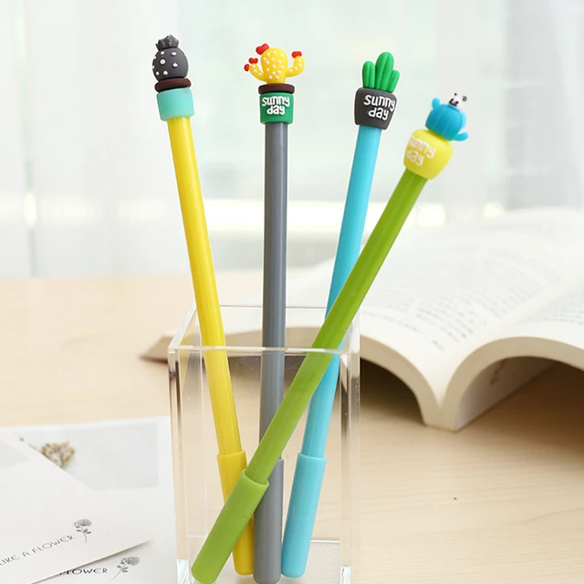 Novel Cool Cute Gel Pens Kawaii Black Cat Pig Cactus Ballpoint Pen Funny  Girl Kids Stationery Store Back to School Office Supply - AliExpress