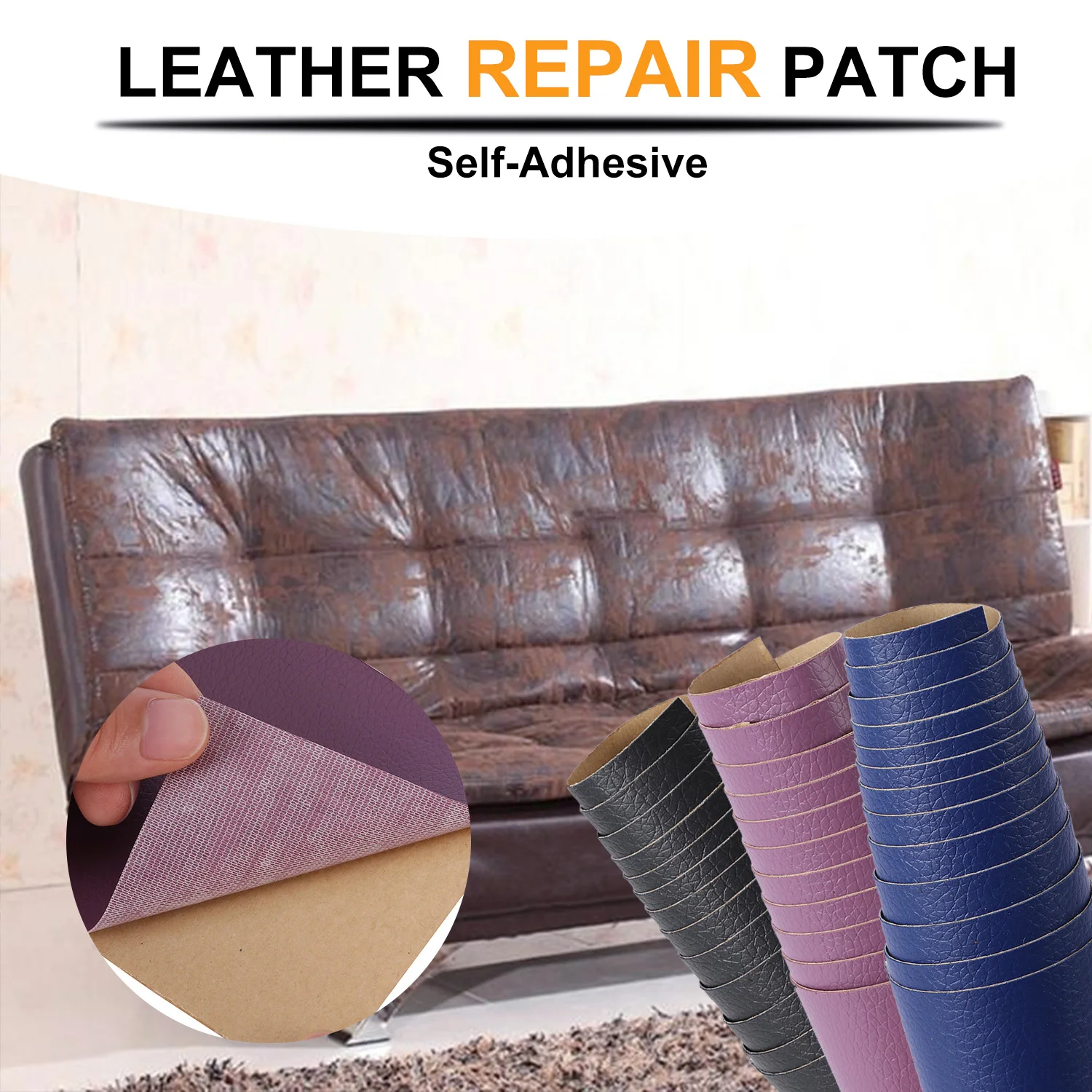 Strong Leather Repair Patch Kit Self-Adhesive Leather Refinisher Cuttable  Sofa Repair Tape for Furniture Couch Chair Car Seat