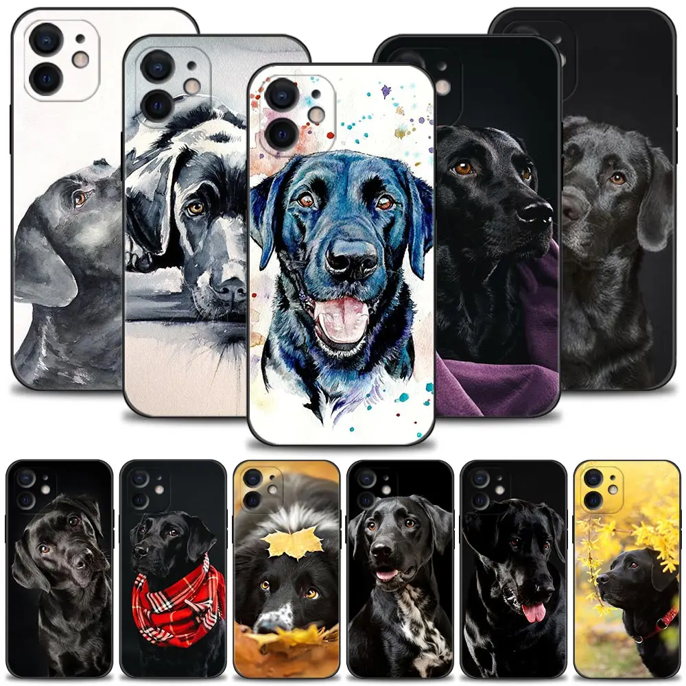 

Black Labrador Dog Phone Case For Apple iPhone 15 14 13 12 11 Pro Max Mini XS Max XR X 7 8 Plus Soft Cover Silicone Shell