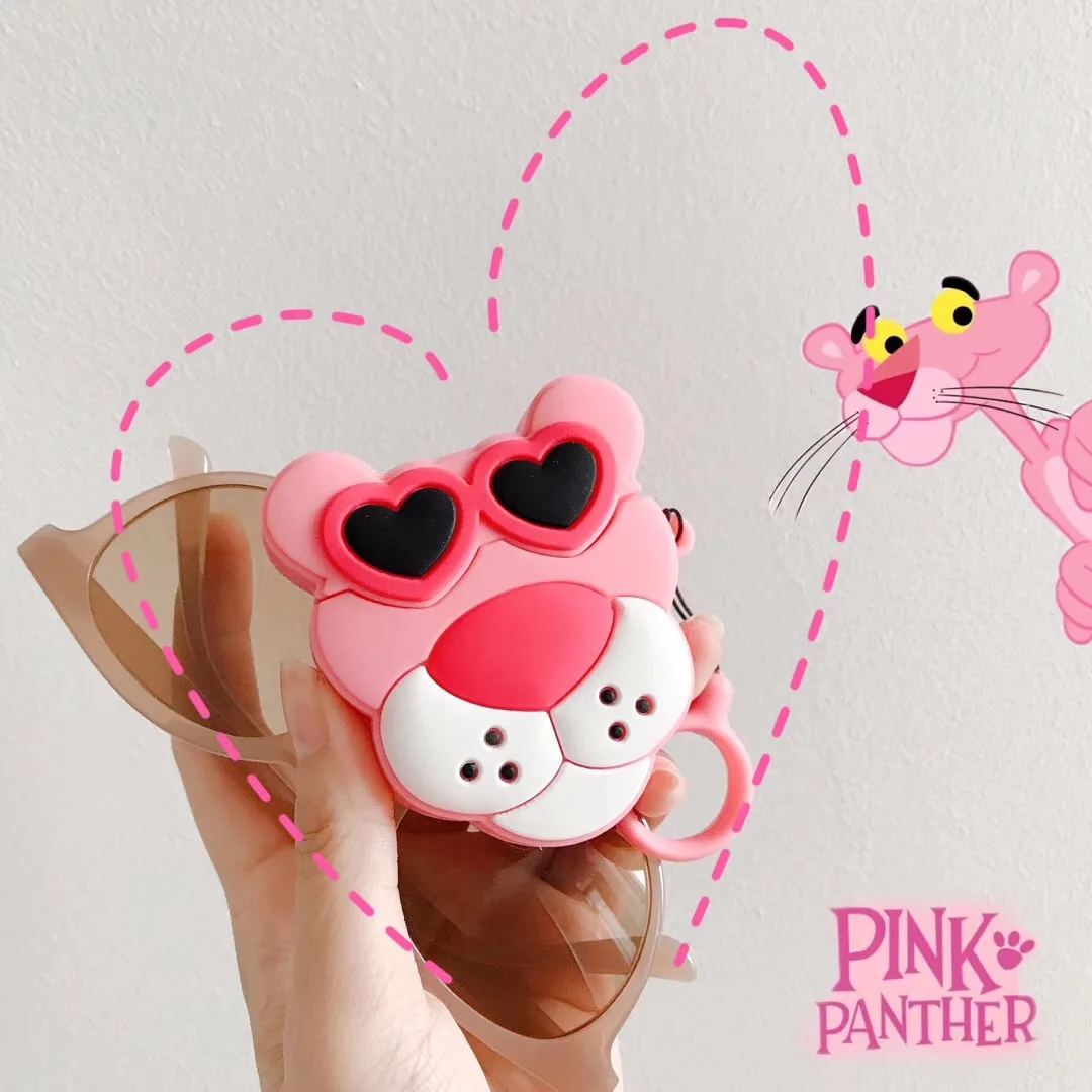 Cute cartoon love pink naughty soft silicone Apples Airpods wireless Bluetooth headset bag portable with shock + ring buckle box |