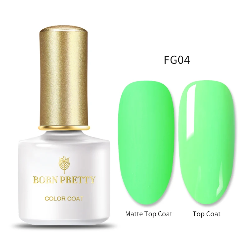 BP-FG04 Матовый неоновый Гель-лак для ногтей BORN PRETTY, 6 мл, флуоресцентный, зеленый, желтый цвета, впитывающий УФ-Гель-лак для ногтей - Цвет: BP-FG04