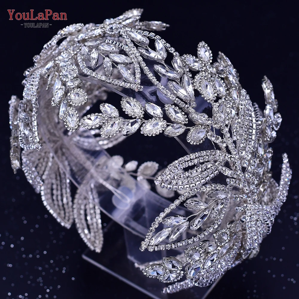 YouLaPan Fashion Strass Kronen en Tiara's Gala Kronen Bruids Haarstuk Bruids Hoofdtooi Handgemaakte Bloemen_voghion.com