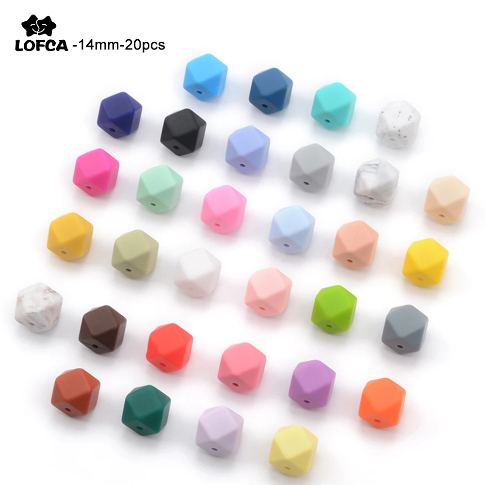 LOFCA оптовая продажа 20 шт./лот силиконовые бусины шестигранные мини 14 мм для