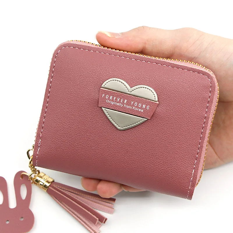 

2019 new Korean ladies wallet short love purse zipper little girl coin purse card bag