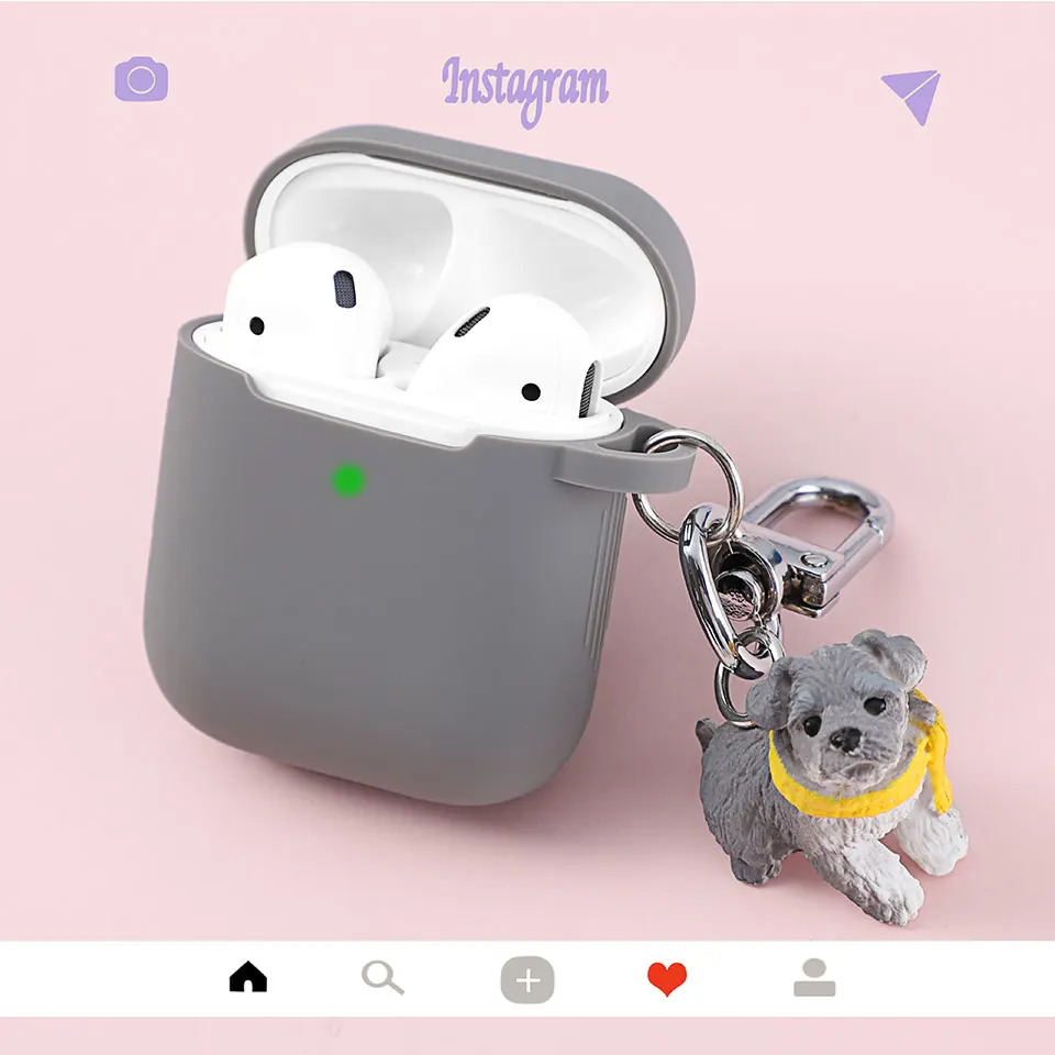 В виде симпатичных собак Украшение Чехол для Apple Airpods 1 2 Аксессуары Bluetooth сумка для наушников коробка беспроводной чехол для гарнитуры брелок - Цвет: D