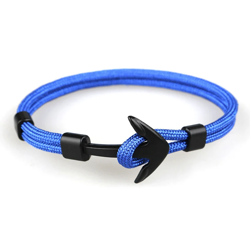 Авиационная якорь цепочка-браслет в виде веревки ожерелье браслет женский мужской темно-синий стиль подарок - Окраска металла: Black-7