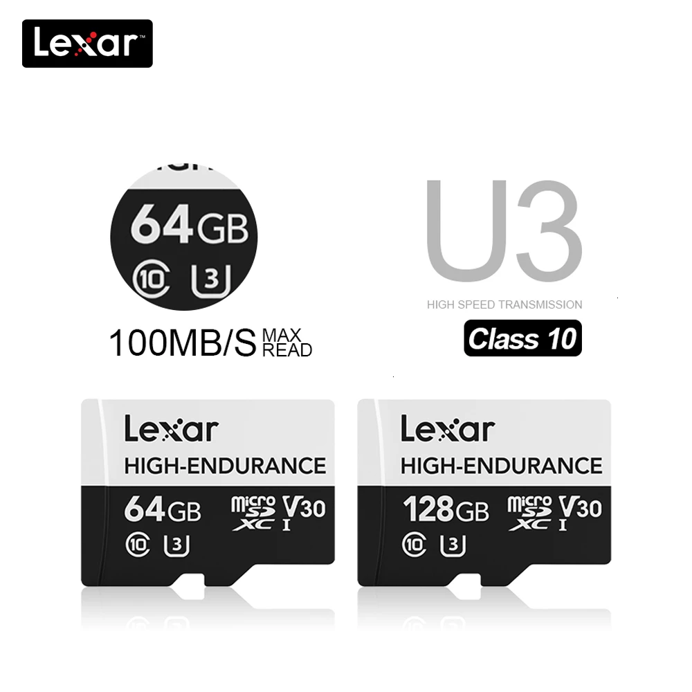 Lexar с высокой износостойкостью картой Micro SD объемом 32 Гб SDHC V10 Max 100 МБ/с. слот для карт памяти 64 ГБ 128 ГБ SDXC V30 C10 Водонепроницаемый TF карты для спортивной экшен-камеры 4K видео