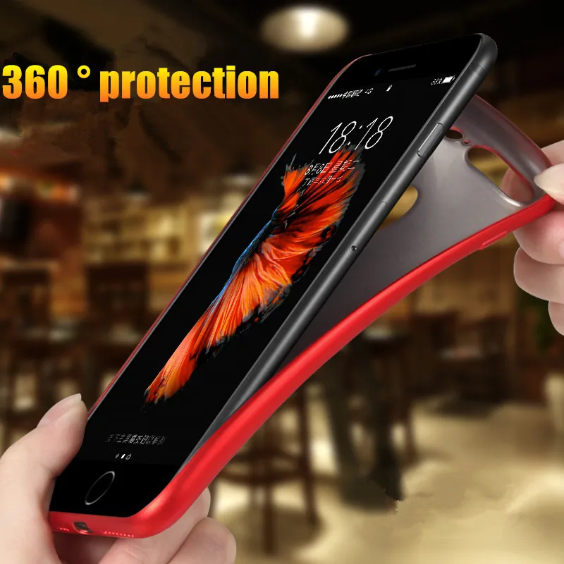Чехол для iPhone 7, 6, 6 S, X, 8 Plus, XS, 360, полный Чехол, тонкий матовый мягкий чехол из ТПУ для iPhone 7, XR, XS, MAX, красный чехол для телефона