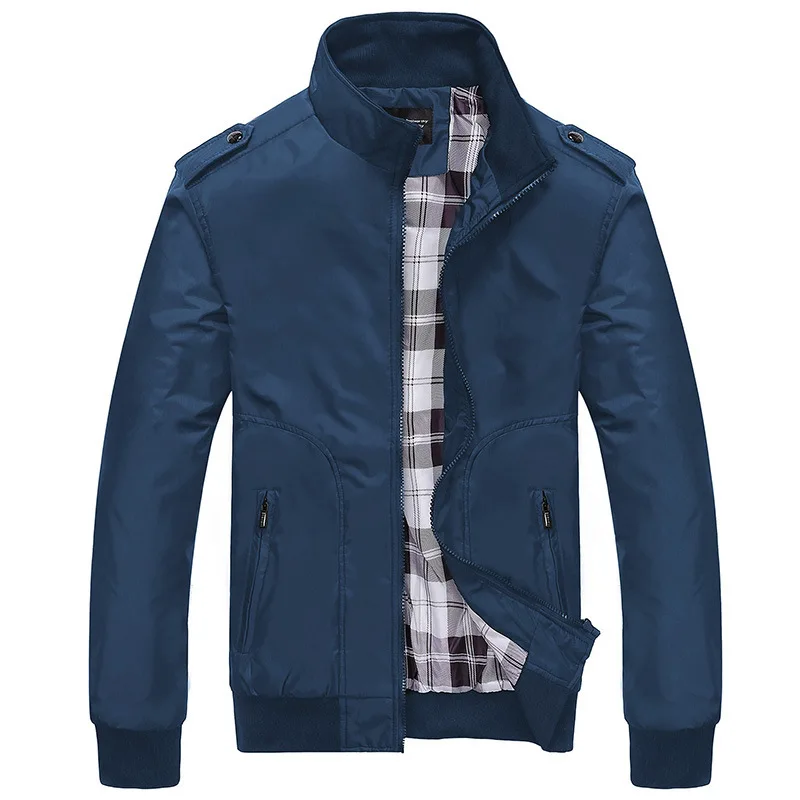 

Spring And Autumn New Style Men Stand Collar Solid Color Slim Fit Coat Large Size Casual Versatile Jacket Men's
