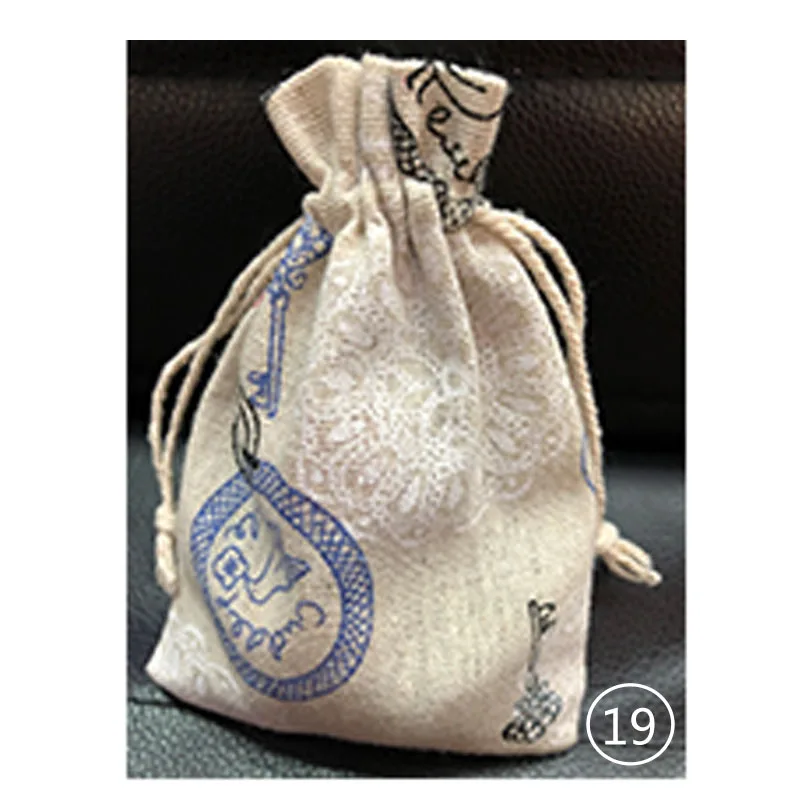 100 шт хлопковые сумки для Подарочная ткань сумки на шнурке печать многоцветная винтажная Мешковина Подарочная сумка для свадебной вечеринки Джутовая сумка