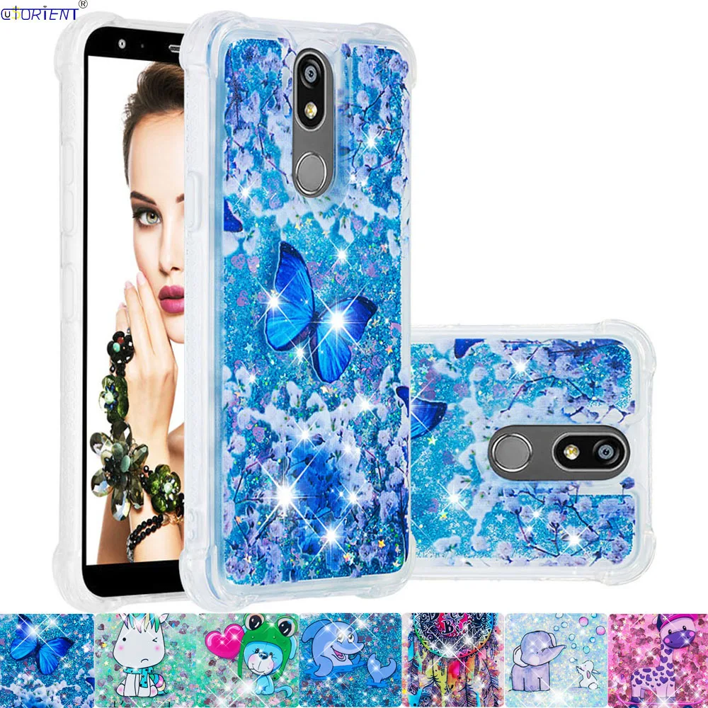 

For LG K40 Bling for LG X4 2019 Cute Glitter Liquid Cover for LG Stylo 5 Stylo5 Soft Silicone Shockproof Cases LG K12 Plus K12+