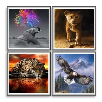 

4 Pack Eagle Tiger 5D DIY Diamond Painting Kits Full Drill Rhinestone Embroidery