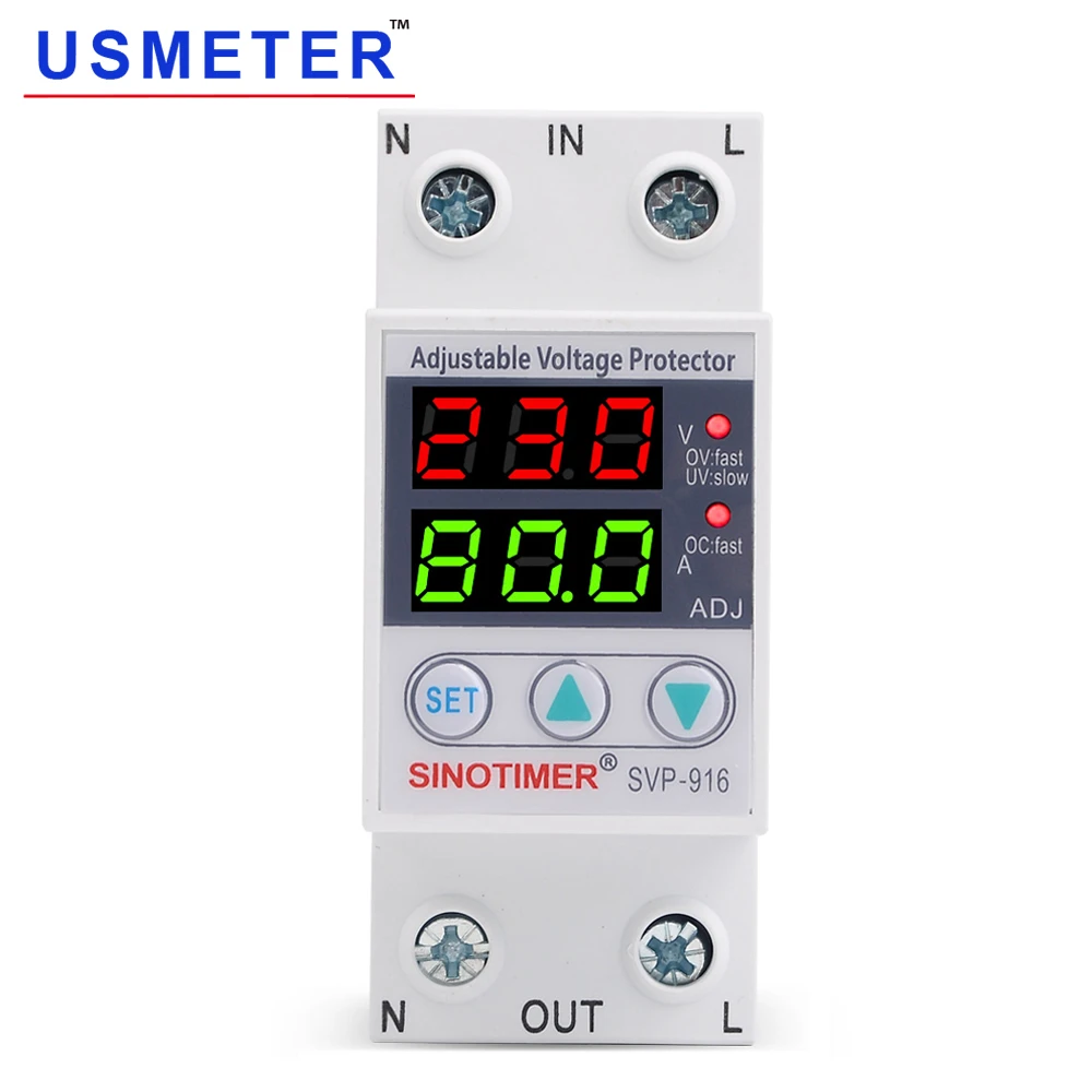 Protección contra sobretensión SVP 916 80A, límite de corriente, pantalla contra sobretensiones, carril Din relé de ajustable automático|Fusibles de interruptor de circuito| - AliExpress