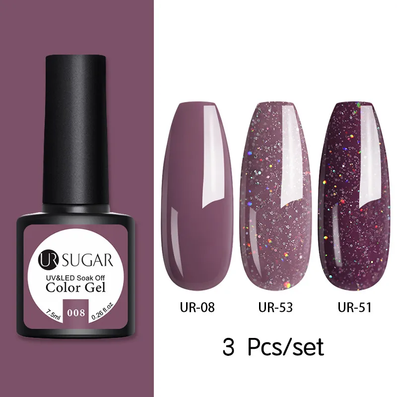 3pcs 3 Ur Sugar 2 шт. набор гель-лаков для ногтей цвет светодиодный Гель-лак для ногтей Полупостоянный лак для ногтей Блестящие Блестки Гелевые наборы - Цвет: 3pcs 3