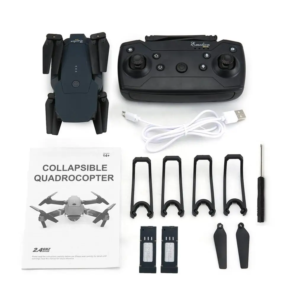 

DJ-1 2.4Ghz WIFI FPV Foldable RC Drone 2.0MP Wide Angle Camera Altitude Hold Headless Mode RC Drone Aircraft w/ 2 Battery