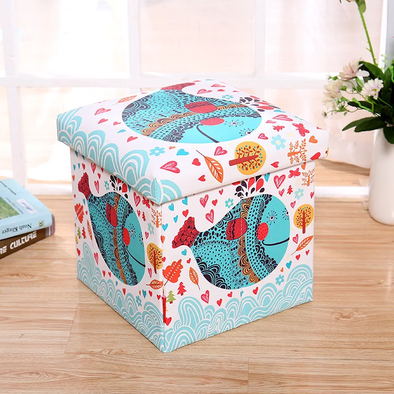 

Multi-functional Foldable Footstool Organizing Storage Chair Wholesale Square Cotton Linen Storage Stool Household Type Storage