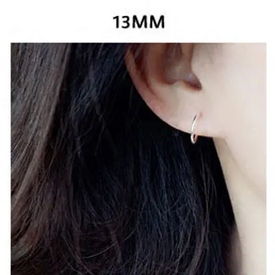 13mm OLOEY,, настоящее 925 пробы, серебряные, простые серьги-кольца для девушек, Корея, маленькая пряжка, круглая серьга круга YME649 - Цвет камня: 13mm